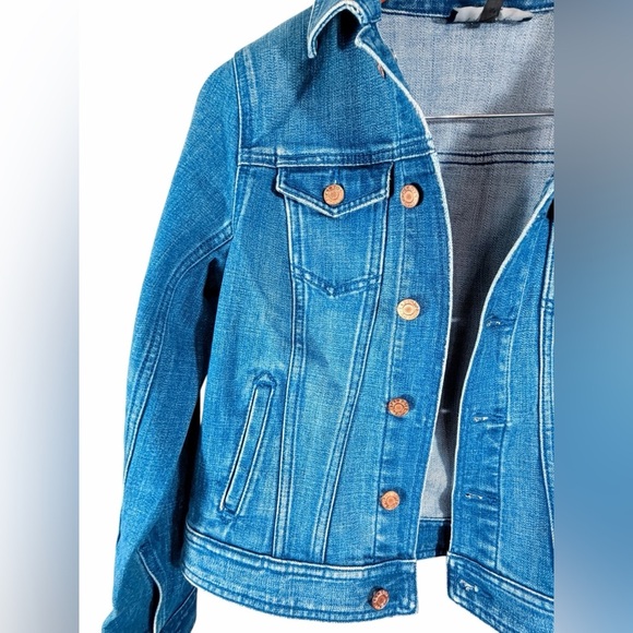 Talbots Petite Stretch Denim Jacket Blue Button Front Classic Medium Wash small - Picture 8 of 9